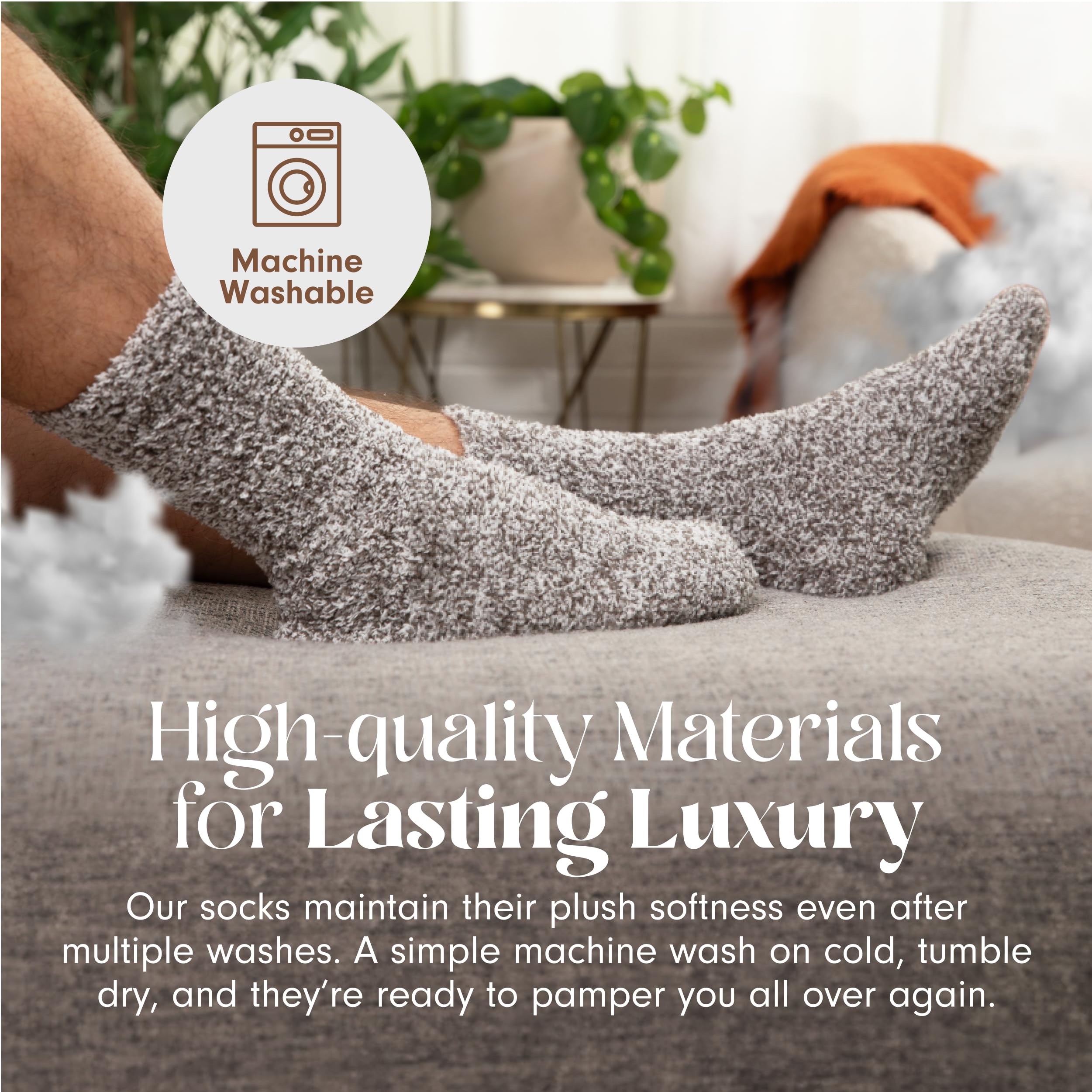 Merry & Bright Fluffy Fuzzy Cloud Socks for Men