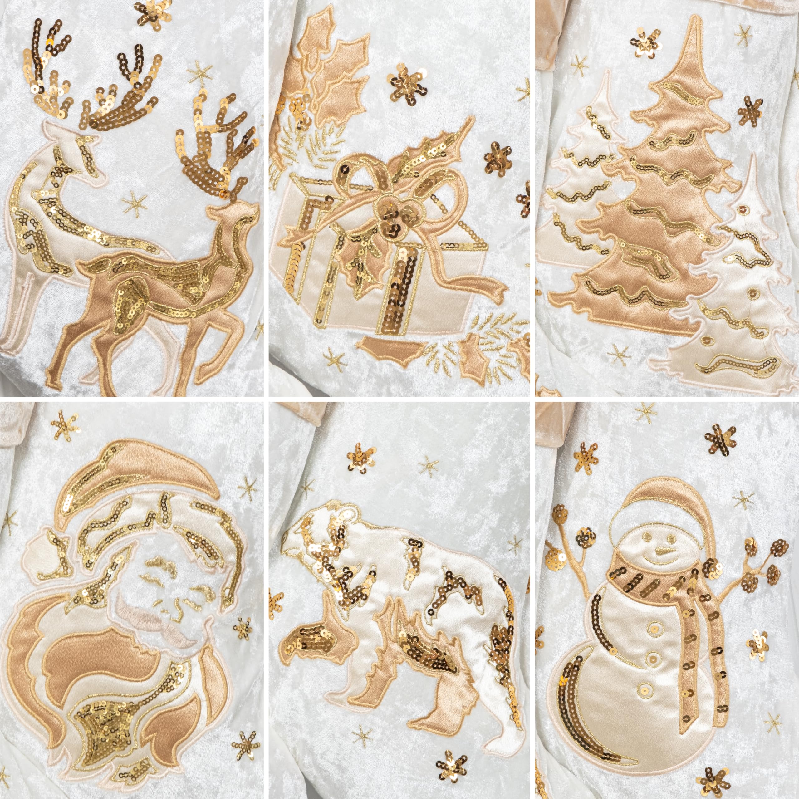 Merry & Bright New Christmas Embroidered Stockings Set of 6