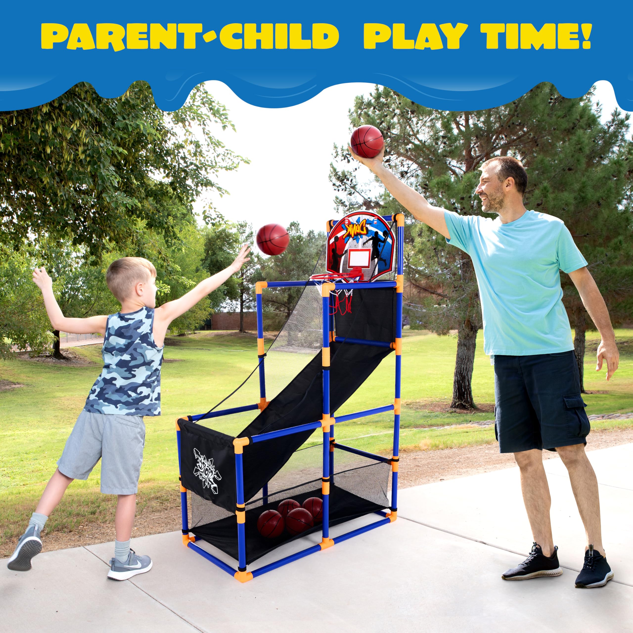 Merry and Bright Indoor & Outdoor Adjustable Basketball Arcade Game Set for Kids