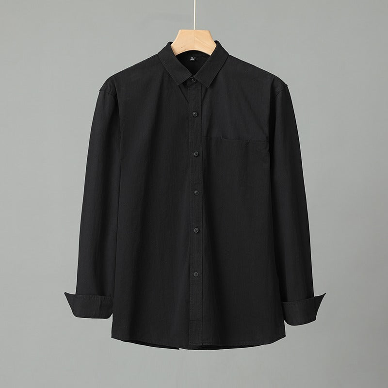 Merry & Bright Casual Solid Color Men's Purified Cotton Long Sleeve Shirt