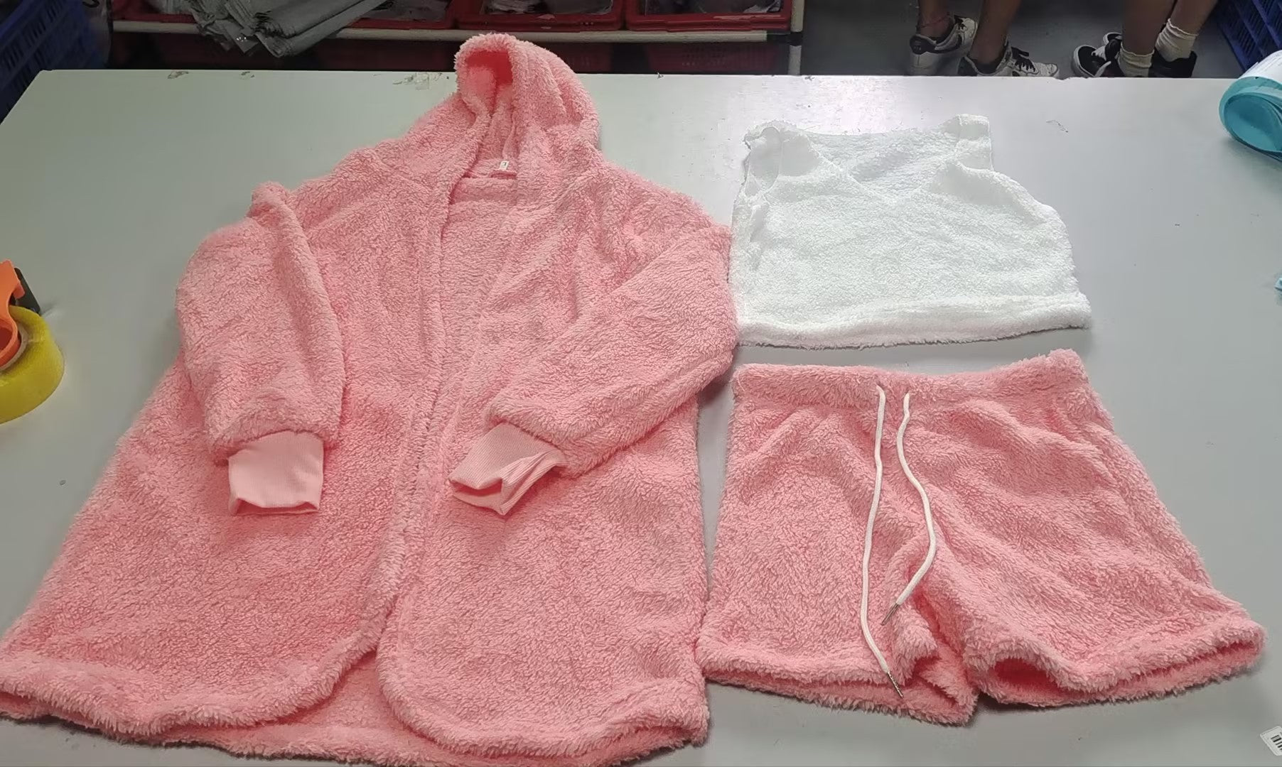 Merry & Bright 3pcs Womens Clothing Long Sleeve Crop Tank Top And Drawstring Shorts Pajama Set