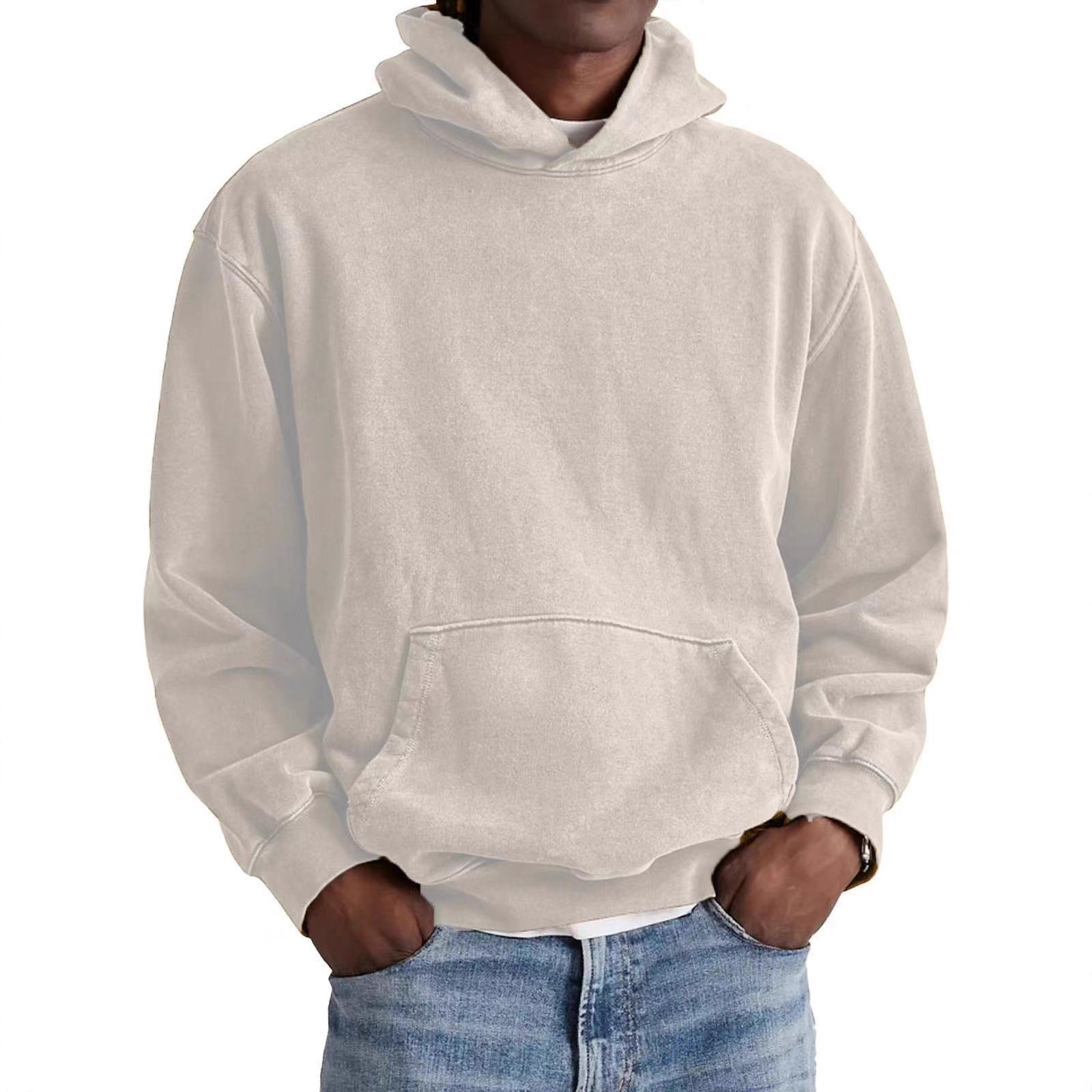 Merry & Bright Men's Round Neck American Retro Casual Hooded Sweatshirt