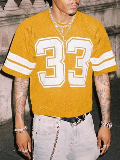Merry & Bright Men's Sports Jersey T-shirt Round Neck Loose Fashion Street Wear