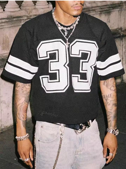 Merry & Bright Men's Sports Jersey T-shirt Round Neck Loose Fashion Street Wear