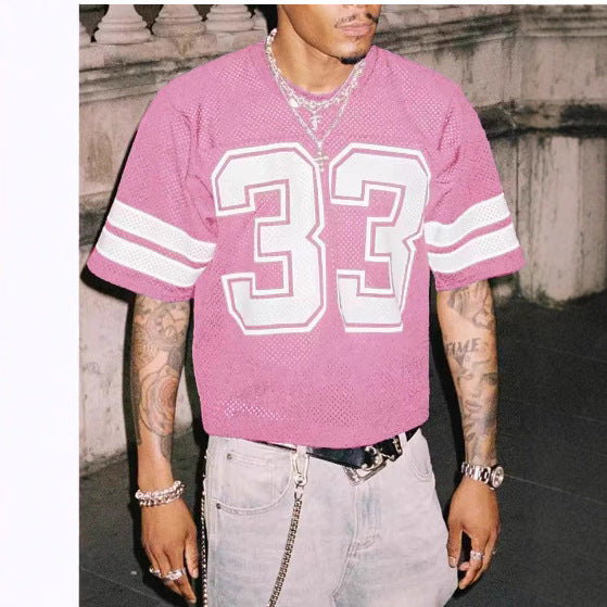 Merry & Bright Men's Sports Jersey T-shirt Round Neck Loose Fashion Street Wear