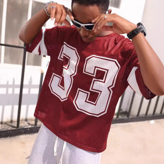 Merry & Bright Men's Sports Jersey T-shirt Round Neck Loose Fashion Street Wear