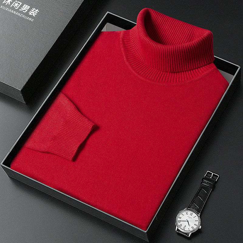Merry & Bright Men's Sweater Turtleneck Winter Solid Color