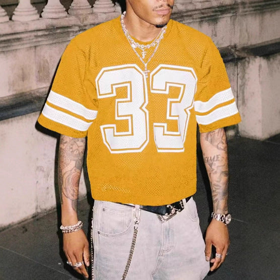 Merry & Bright Men's Sports Jersey T-shirt Round Neck Loose Fashion Street Wear