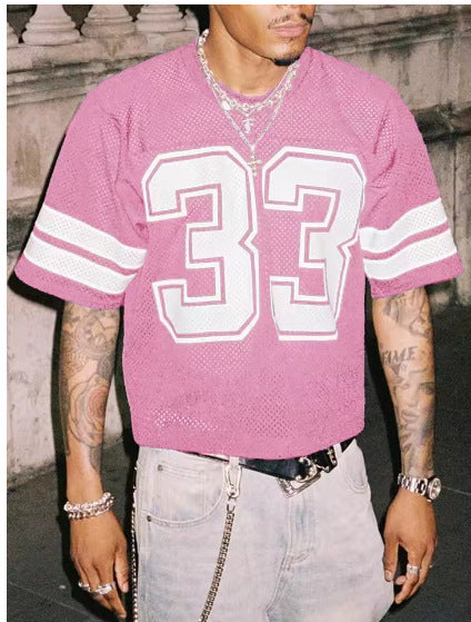 Merry & Bright Men's Sports Jersey T-shirt Round Neck Loose Fashion Street Wear