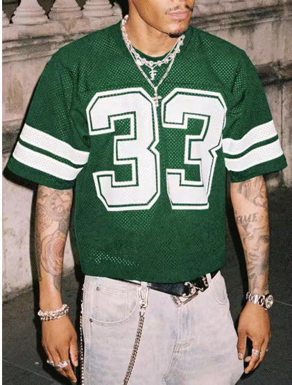 Merry & Bright Men's Sports Jersey T-shirt Round Neck Loose Fashion Street Wear