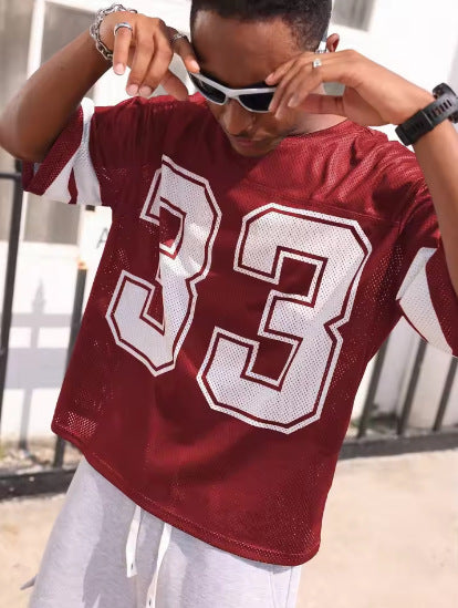 Merry & Bright Men's Sports Jersey T-shirt Round Neck Loose Fashion Street Wear