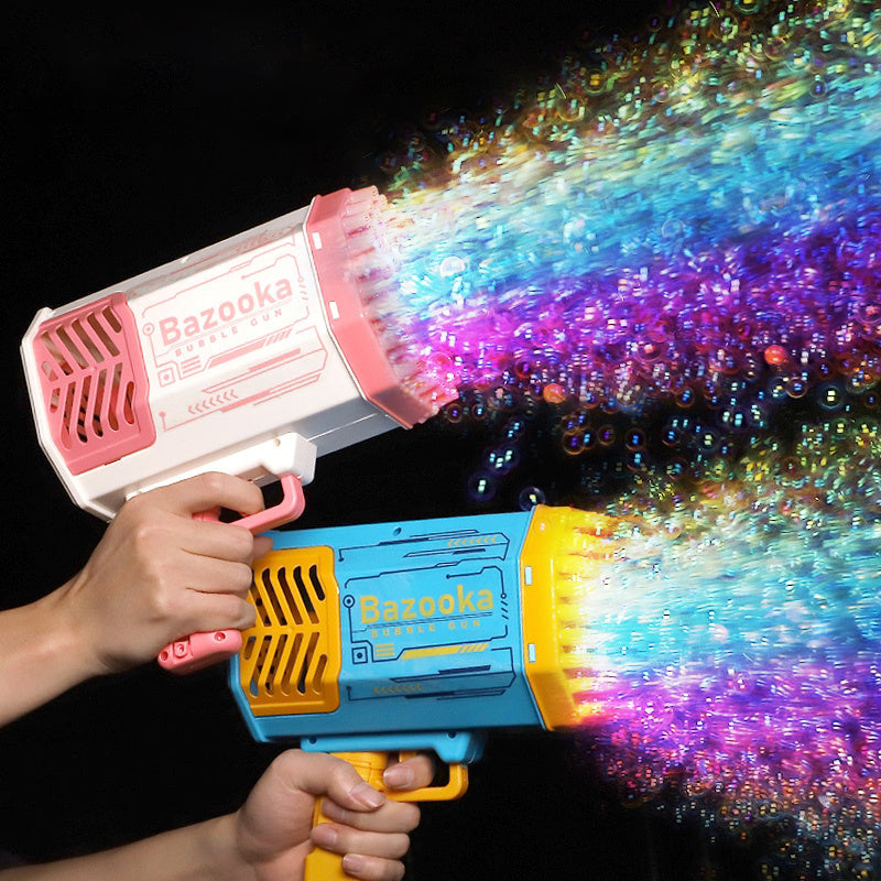 Merry & Bright Bubble Gun Rocket – 69-Hole Automatic Soap Bubble Blower with Lights