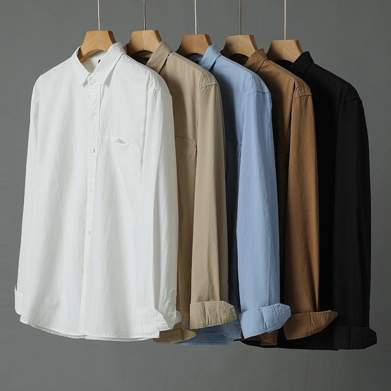 Merry & Bright Casual Solid Color Men's Purified Cotton Long Sleeve Shirt