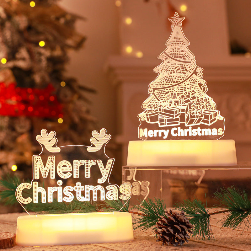 Merry & Bright Christmas Decoration 3D Lamp Acrylic LED Night Light