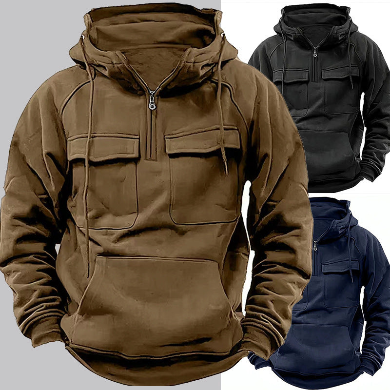 Merry & Bright Men's Zip-up Hoodies Sweatshirt With Drawstring And Pocket Design Fashion Casual Sports Sweatshirt