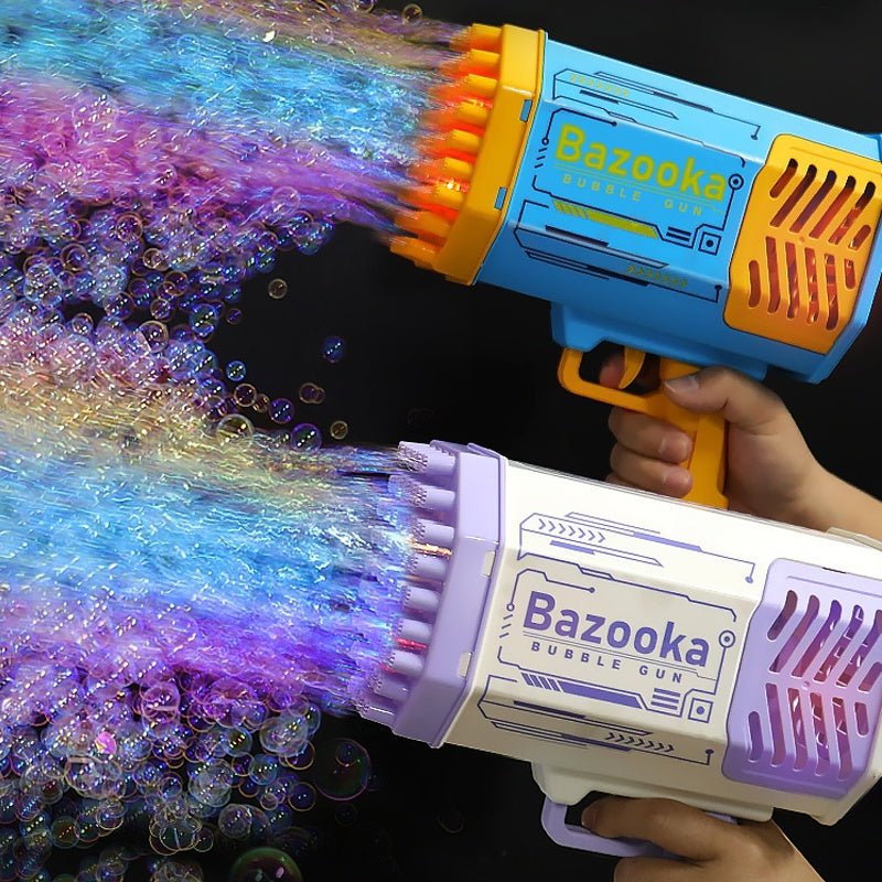 Merry & Bright Bubble Gun Rocket – 69-Hole Automatic Soap Bubble Blower with Lights