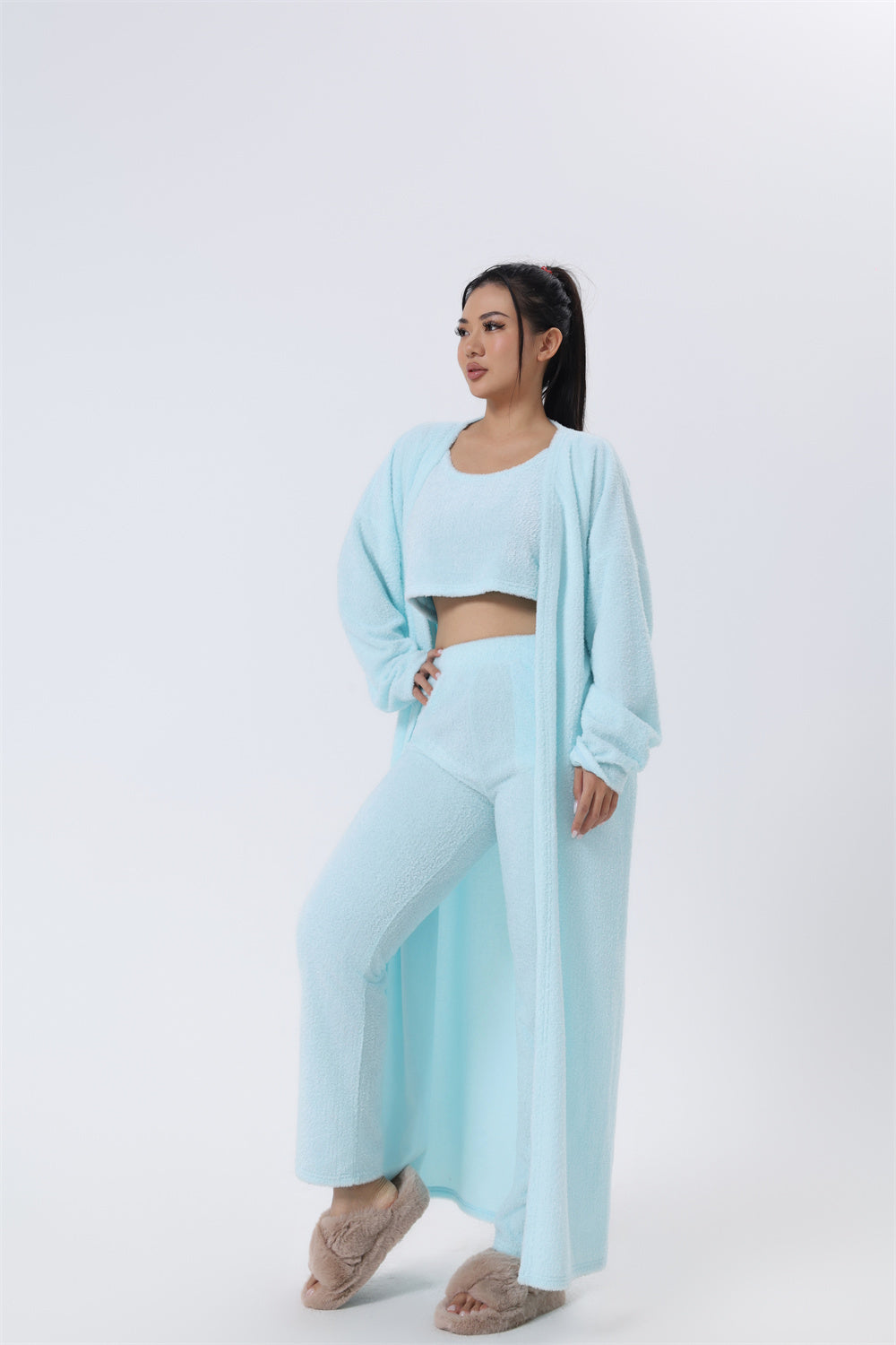 Merry & Bright Cozy Pajama Set, 3 Piece Lounge Set, Cute Loungewear, Warm Suit Sets, Matching Set, Lounge Set, 3 Piece Pant Sets, Women Winter Dress