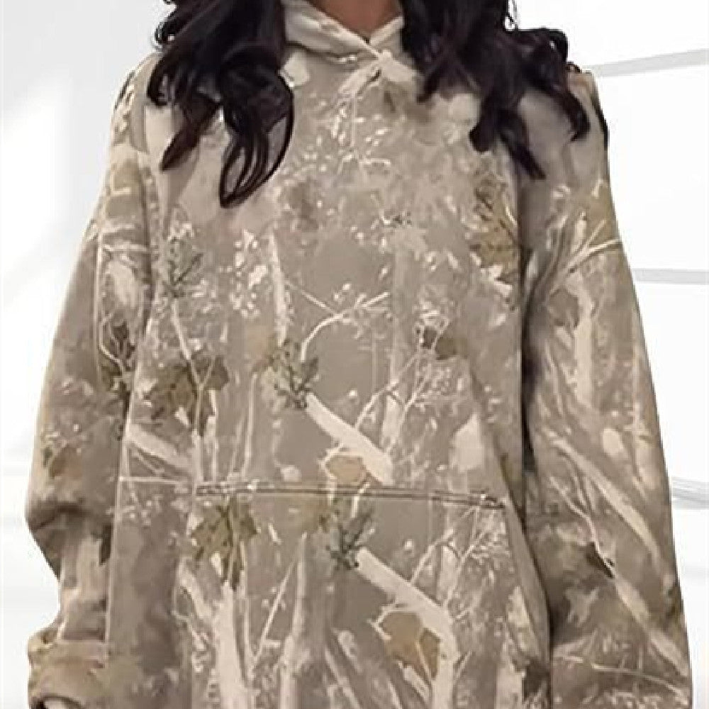 Merry & Bright Women’s Floral Hoodie Pullover – Loose Fit with Lantern Sleeves