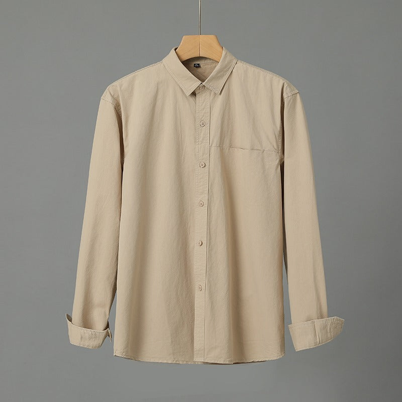 Merry & Bright Casual Solid Color Men's Purified Cotton Long Sleeve Shirt