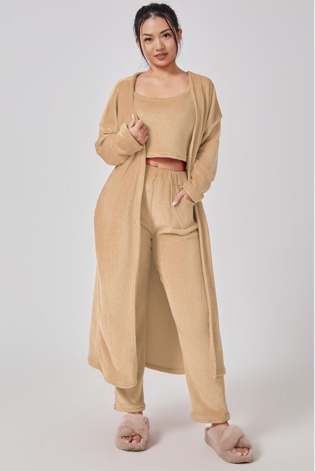 Merry & Bright Cozy Pajama Set, 3 Piece Lounge Set, Cute Loungewear, Warm Suit Sets, Matching Set, Lounge Set, 3 Piece Pant Sets, Women Winter Dress