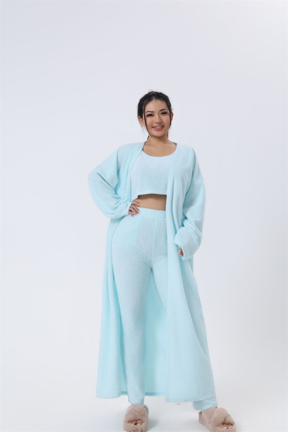 Merry & Bright Cozy Pajama Set, 3 Piece Lounge Set, Cute Loungewear, Warm Suit Sets, Matching Set, Lounge Set, 3 Piece Pant Sets, Women Winter Dress