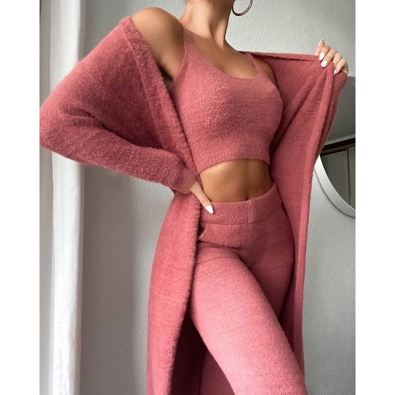 Merry & Bright Cozy Pajama Set, 3 Piece Lounge Set, Cute Loungewear, Warm Suit Sets, Matching Set, Lounge Set, 3 Piece Pant Sets, Women Winter Dress