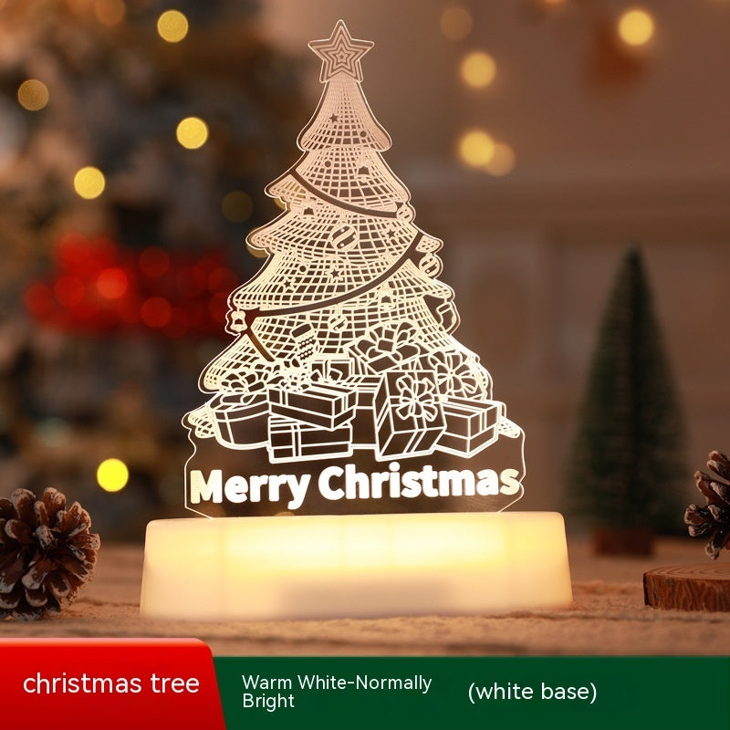 Merry & Bright Christmas Decoration 3D Lamp Acrylic LED Night Light