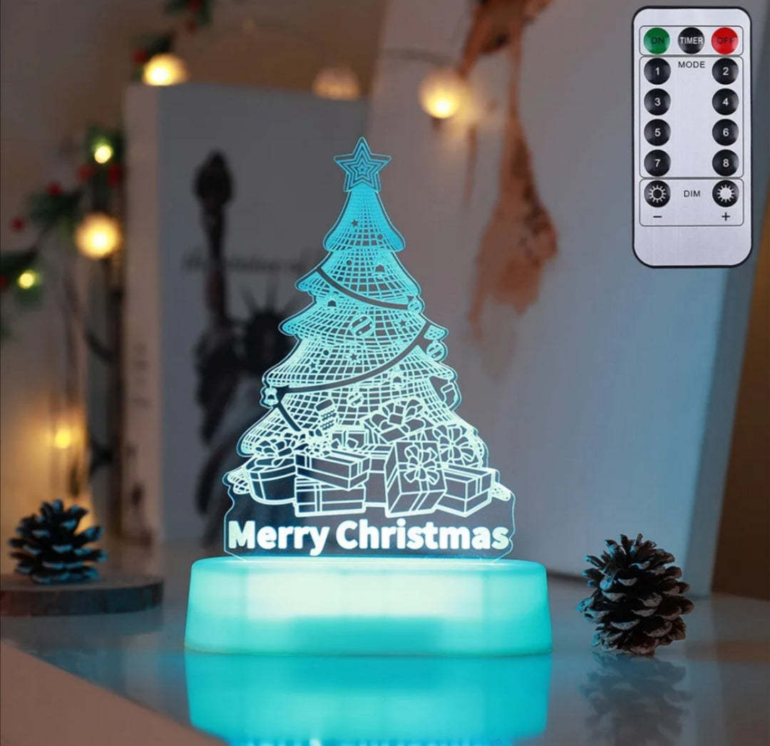 Merry & Bright Christmas Decoration 3D Lamp Acrylic LED Night Light