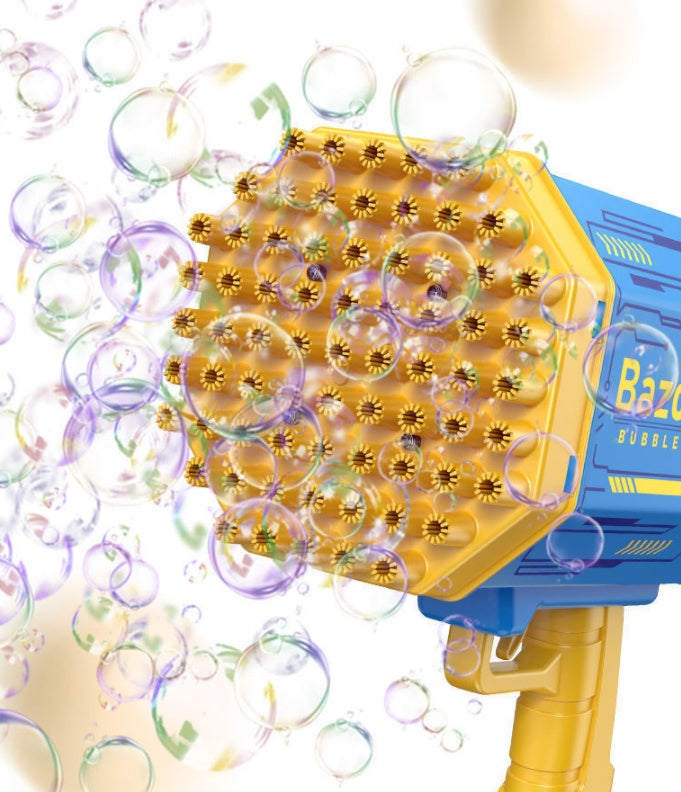 Merry & Bright Bubble Gun Rocket – 69-Hole Automatic Soap Bubble Blower with Lights