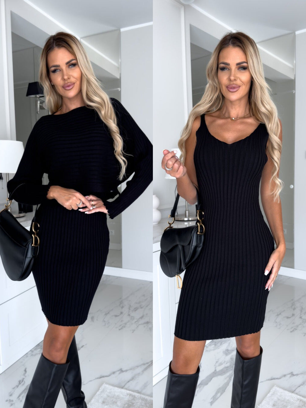 Merry & Bright  Women's Long-sleeved Top And Tight Suspender Skirt