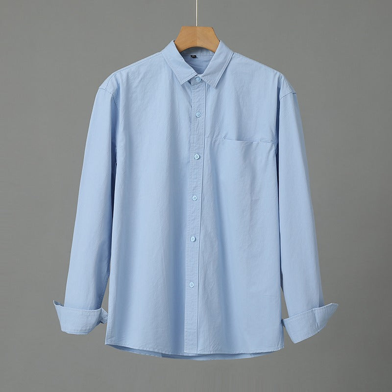 Merry & Bright Casual Solid Color Men's Purified Cotton Long Sleeve Shirt