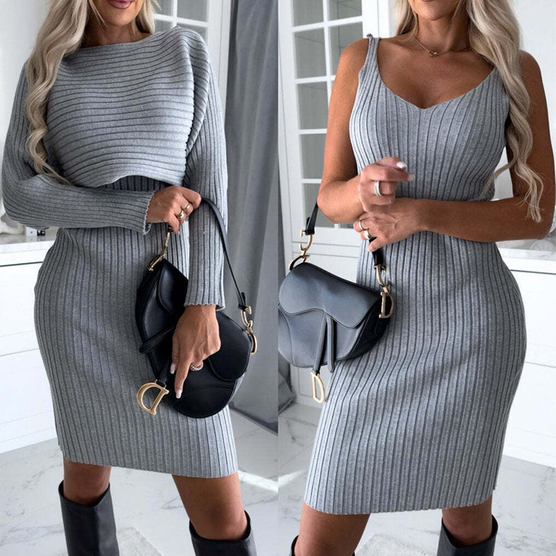 Merry & Bright  Women's Long-sleeved Top And Tight Suspender Skirt