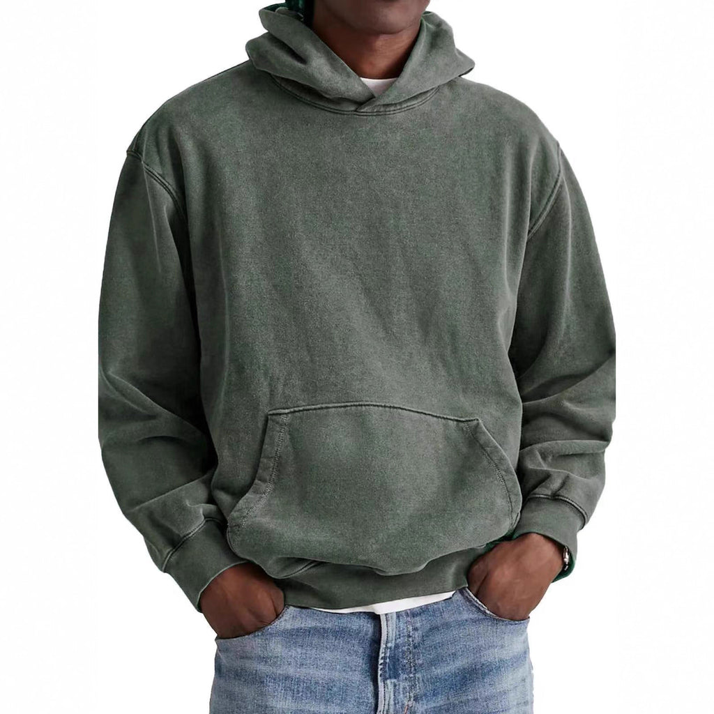 Merry & Bright Men's Round Neck American Retro Casual Hooded Sweatshirt
