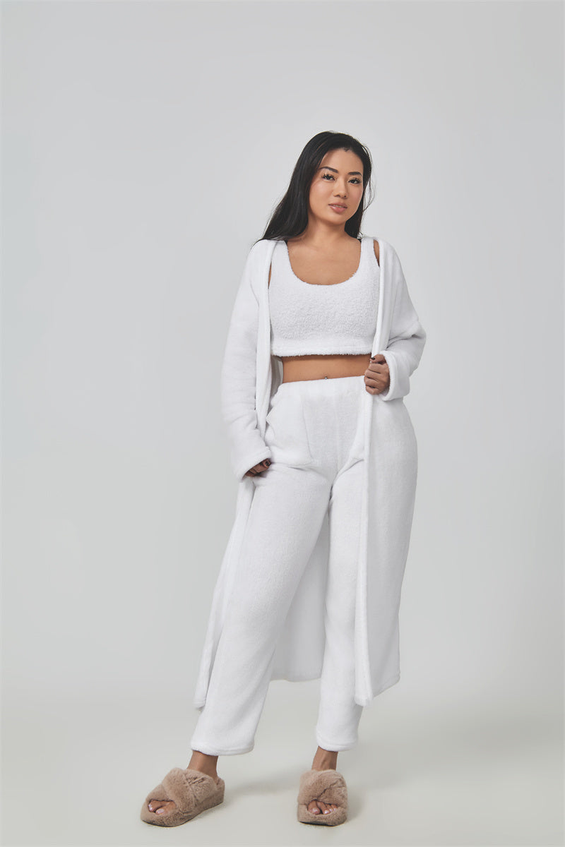 Merry & Bright Cozy Pajama Set, 3 Piece Lounge Set, Cute Loungewear, Warm Suit Sets, Matching Set, Lounge Set, 3 Piece Pant Sets, Women Winter Dress