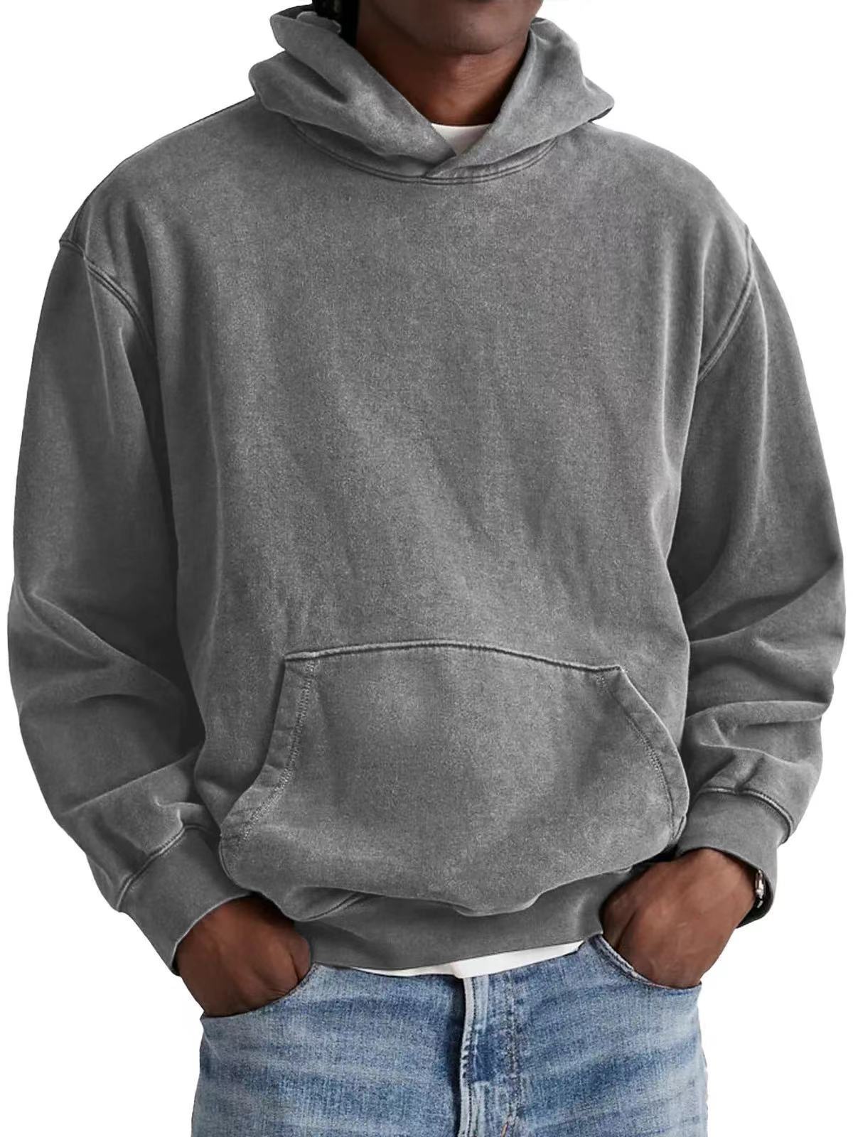 Merry & Bright Men's Round Neck American Retro Casual Hooded Sweatshirt