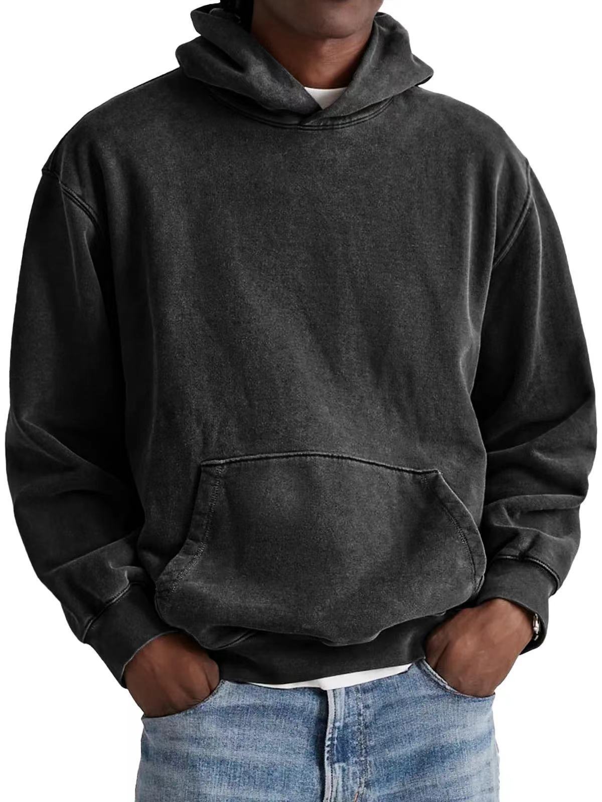 Merry & Bright Men's Round Neck American Retro Casual Hooded Sweatshirt